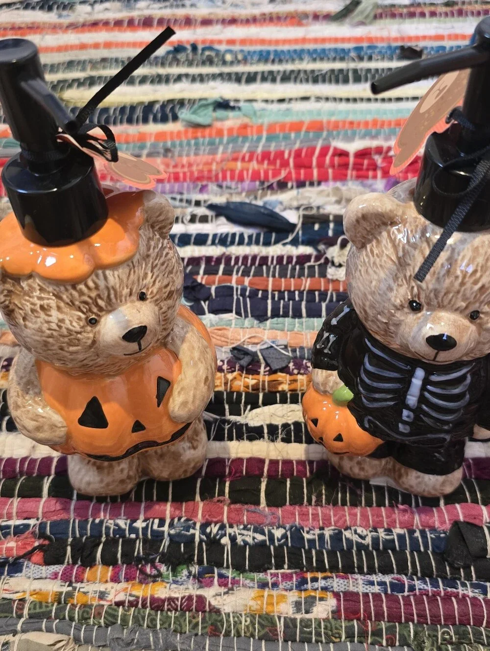 2 Teddy Bear Halloween Soap Dispenser Pumpkin Teddy Bear Skeleton Teddy bear